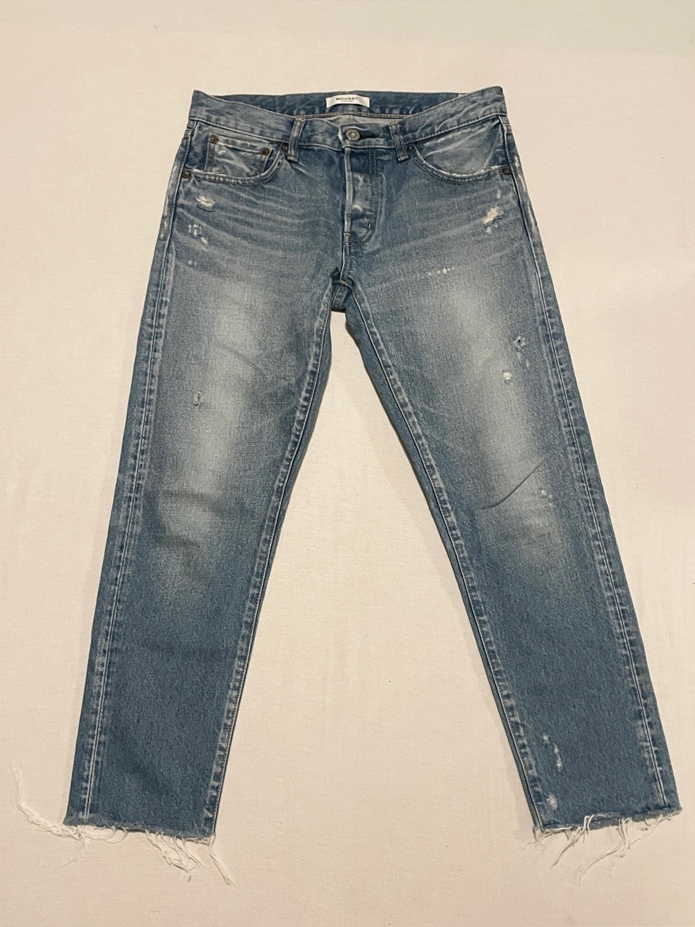 MOUSSY VINTAGE Blue Distressed Raw Hem Cropped Jeans Size 28